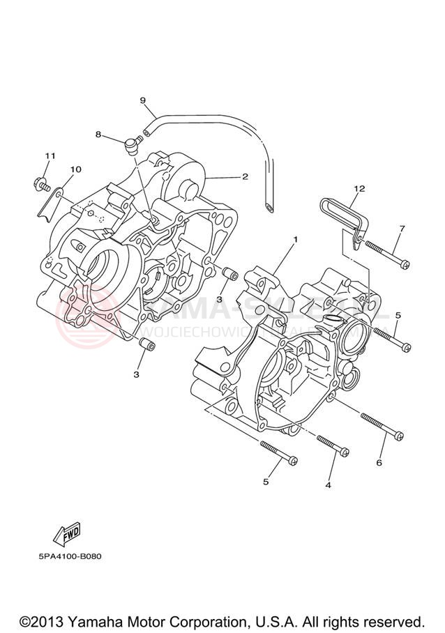 Schemat "Obudowa silnika" do Yamaha YZ85 YZ85V