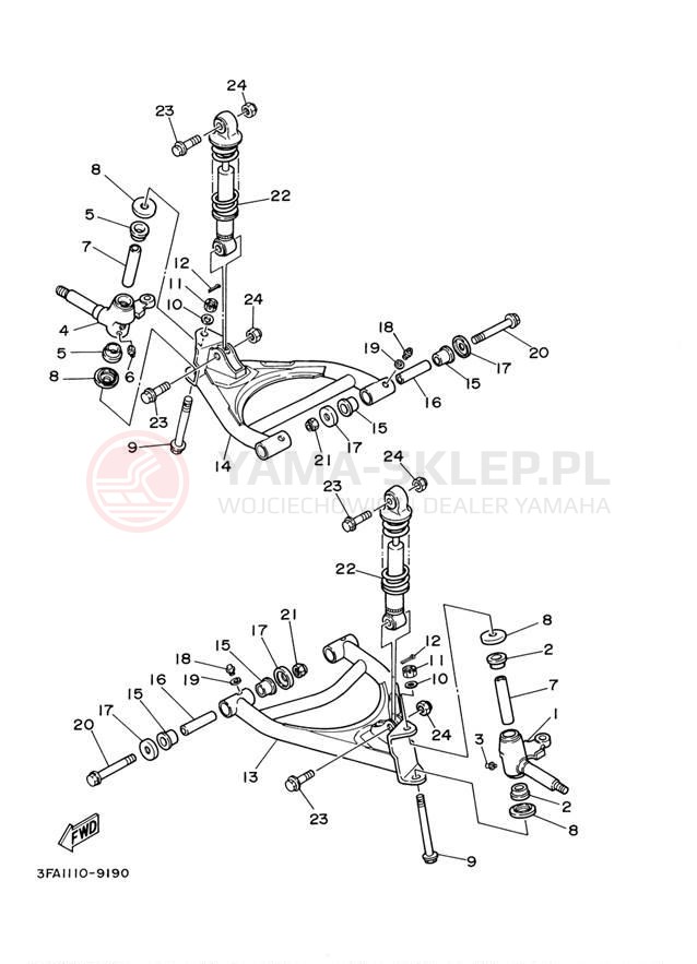 Schemat "Koło przód" do Yamaha GRIZZLY 125 YFM125GDGR