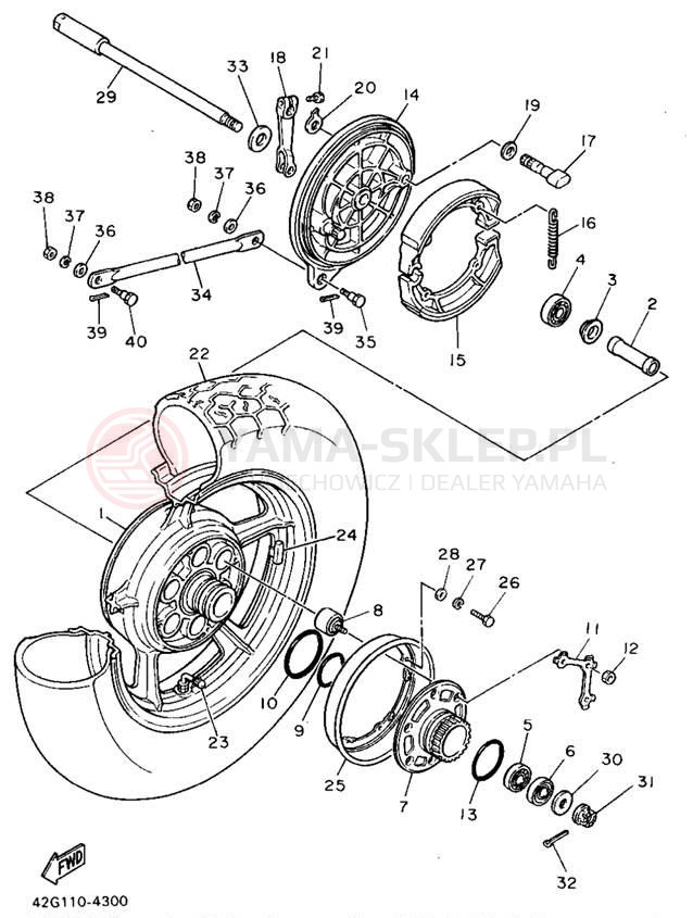 Schemat "Koło tył" do Yamaha VIRAGO 1100 XV1100G/XV1100GC