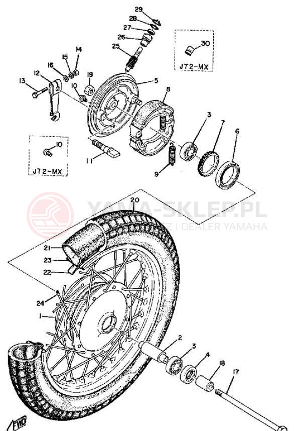 Schemat "Koło przód" do Yamaha JT2/JT2MX