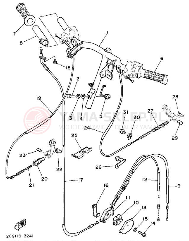 Schemat "Kierownica i osprzęt" do Yamaha RIVA 50 CA50S