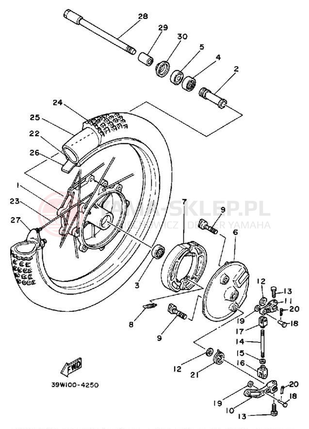 Schemat "Koło przód" do Yamaha YZ125K