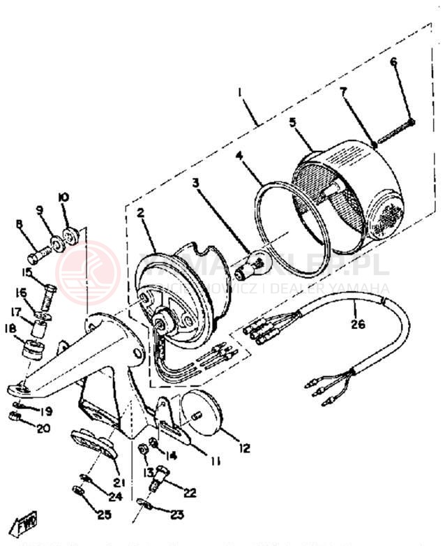 Schemat "Oświetlenie tył" do Yamaha XS650C