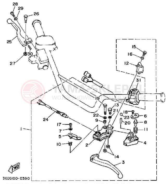 Schemat "Kierownica i osprzęt" do Yamaha WARRIOR YFM350XD_M