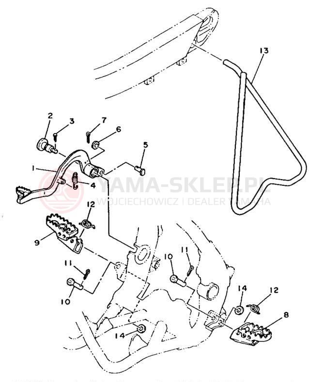 Schemat "Stopka postojowa i podnóżki" do Yamaha YZ250E1