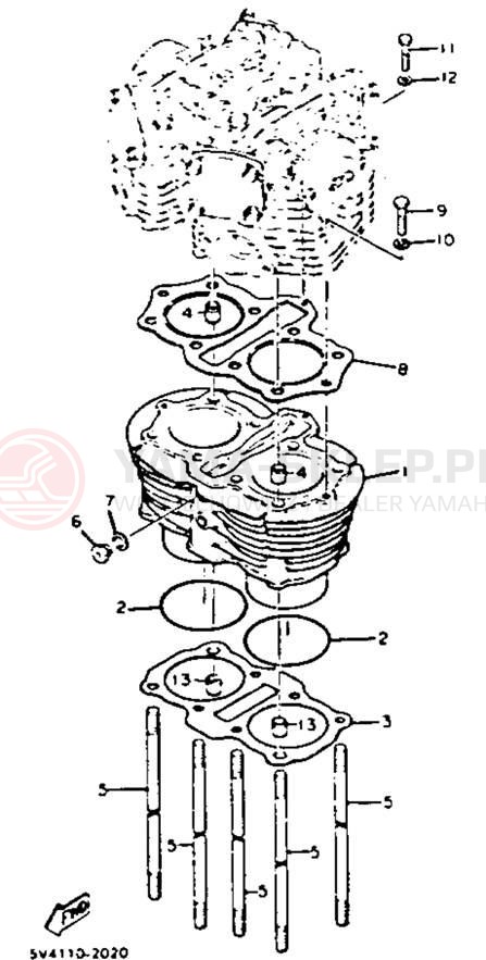 Schemat "cylinder" do Yamaha XS650SK