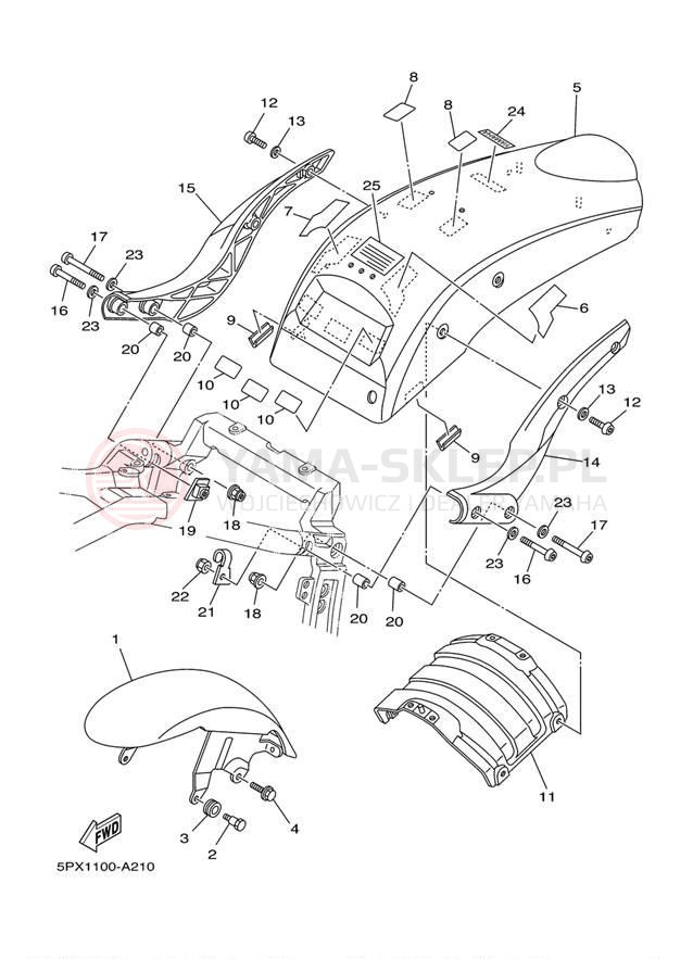 Schemat "błotnik" do Yamaha XV17PCP/XV17PCPC