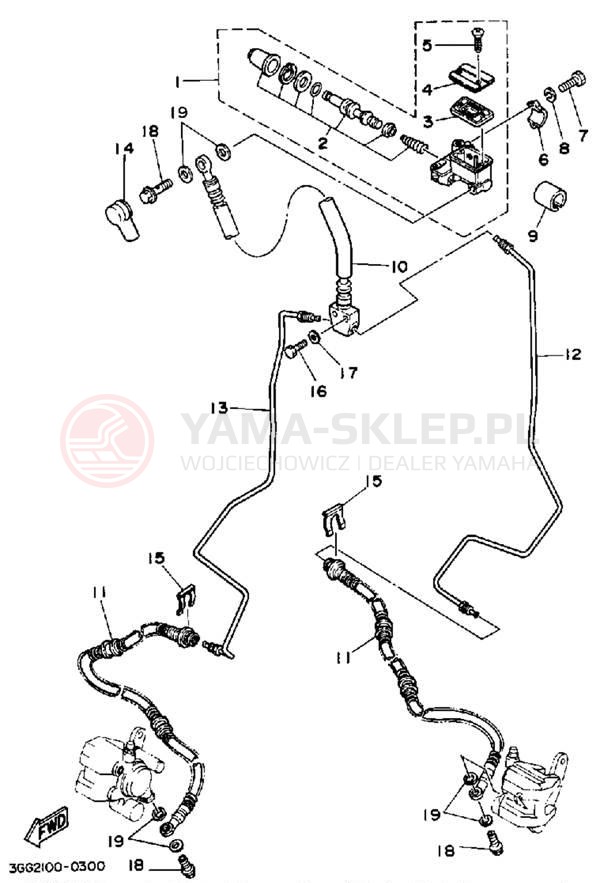 Schemat "Pompa hamulcowa przednia" do Yamaha BANSHEE YFZ350A