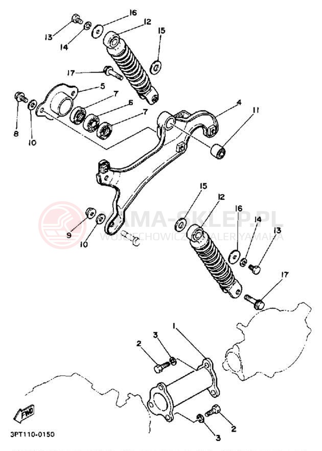 Schemat "wahacz, zawieszenie tył" do Yamaha Y-ZINGER PW50A