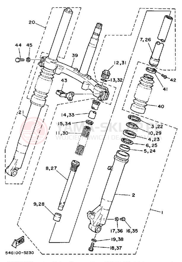 Schemat "Amortyzatory przód" do Yamaha BW200N