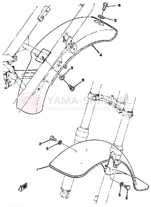 Schemat "Błotniki przód i tył" do Yamaha LB50PH