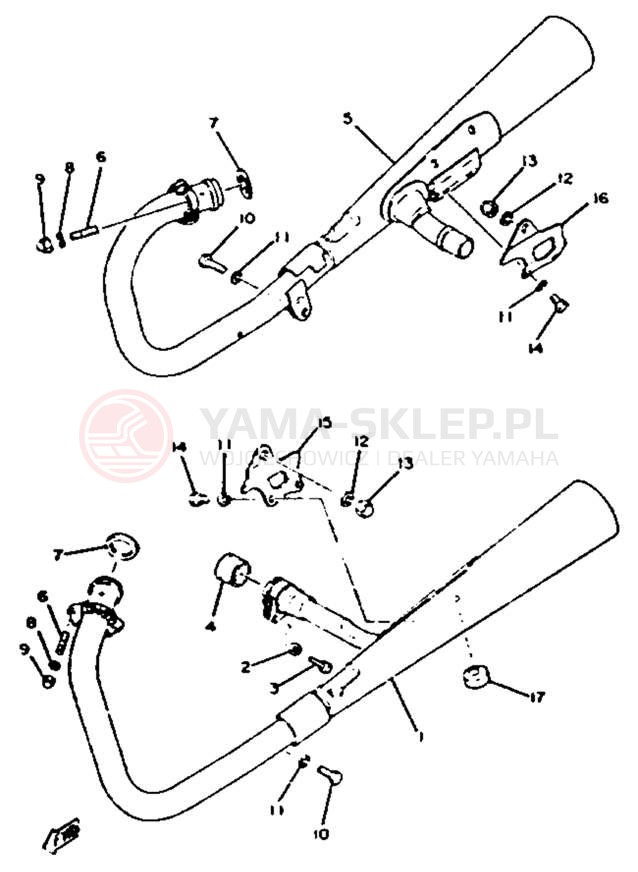 Schemat "Wydech końcowy" do Yamaha XS650H