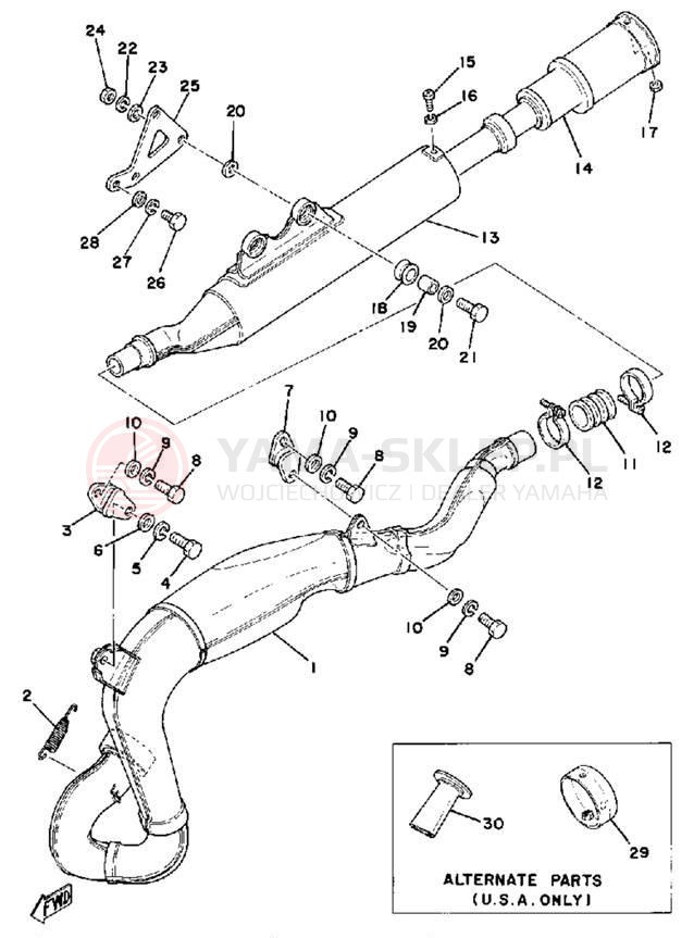 Schemat "Wydech końcowy" do Yamaha IT400F
