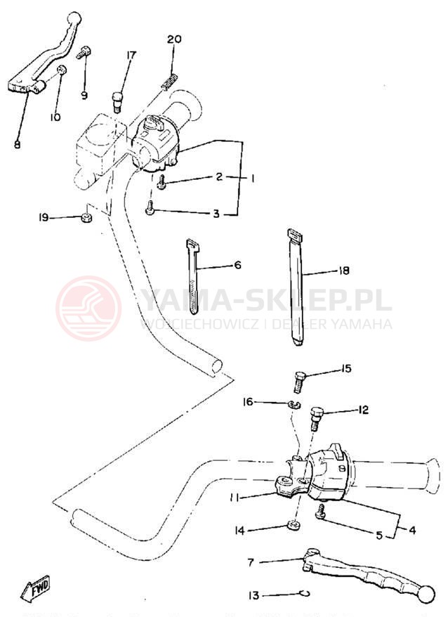 Schemat "Kierownica i osprzęt" do Yamaha XS850SG