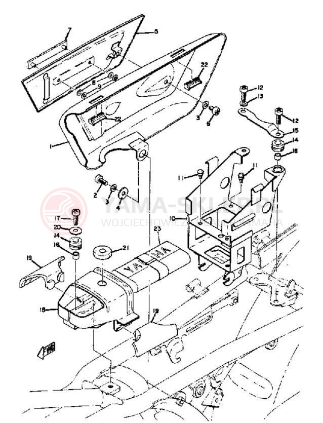 Schemat "pokrywa boczna - skrzynka akumulatora" do Yamaha R5