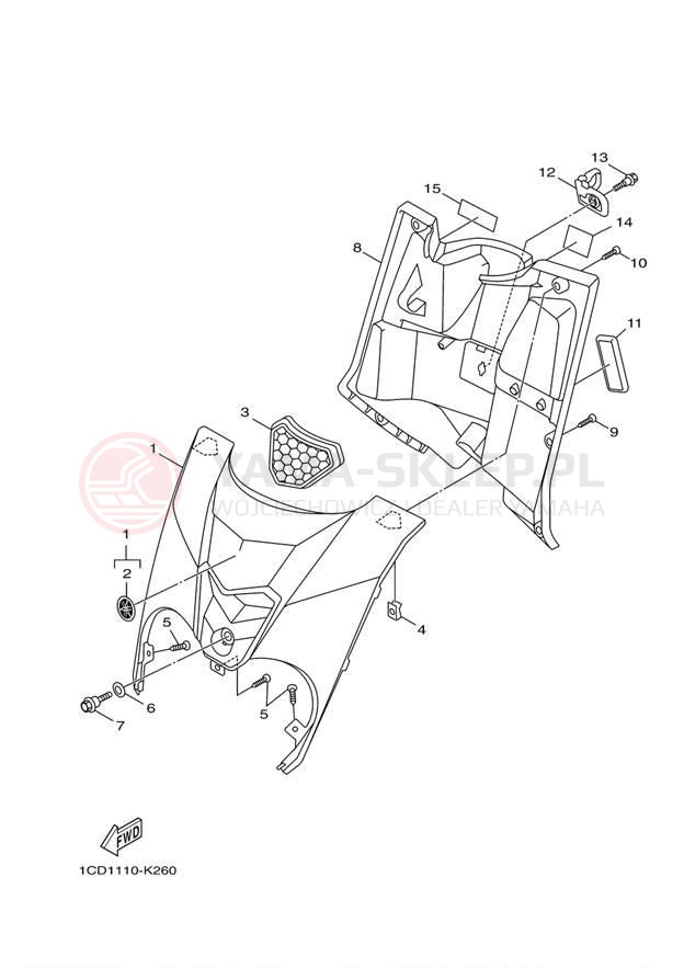 Schemat "Nadwozie przód" do Yamaha ZUMA 50F YW50FEO/YW50FEGY