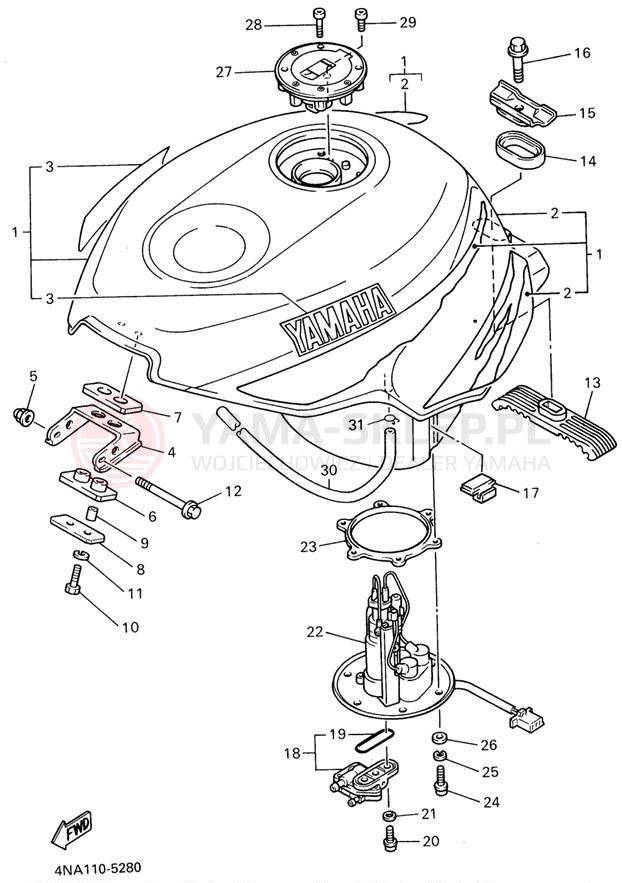 Schemat "zbiornik paliwa" do Yamaha YZF600RG