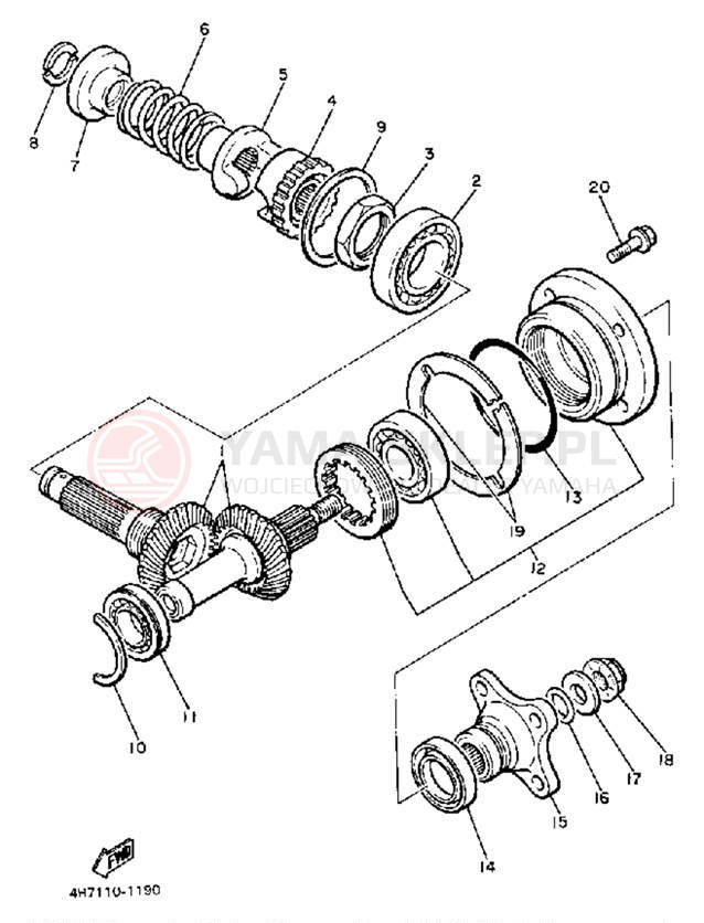 Schemat "Przeniesienie napędu" do Yamaha XJ650RJ