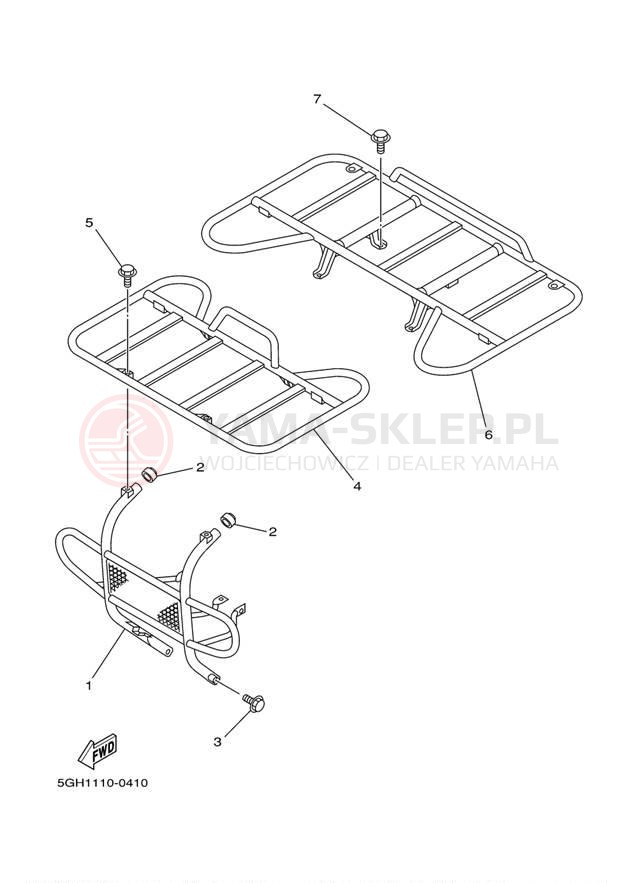 Schemat "osłona / stelaż" do Yamaha KODIAK 2WD YFM400AMC/YFM400AM