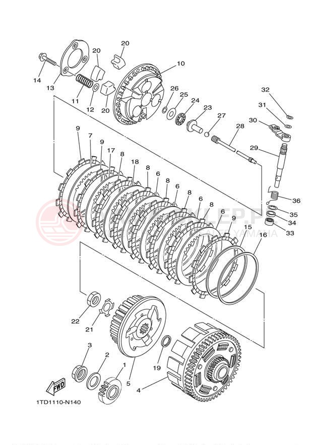 Schemat "sprzęgło" do Yamaha YFZ450R YFZ450REO/YFZ450REL