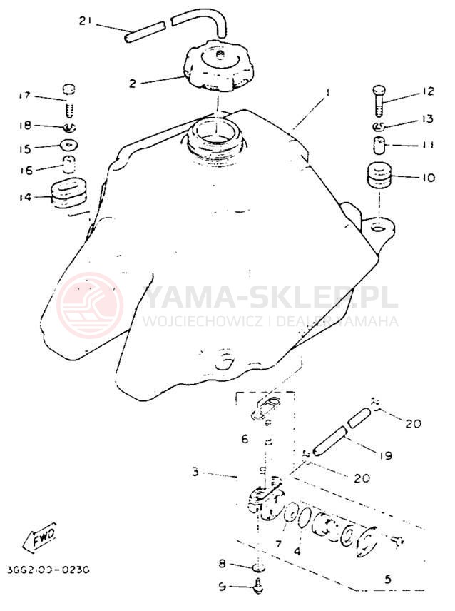 Schemat "zbiornik paliwa" do Yamaha BANSHEE YFZ350E