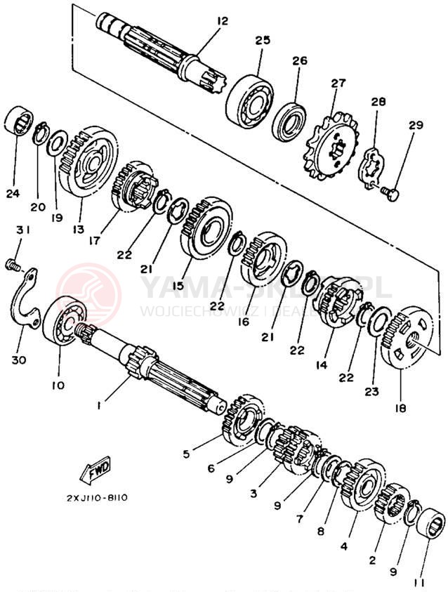 Schemat "Skrzynia biegów " do Yamaha BLASTER YFS200D