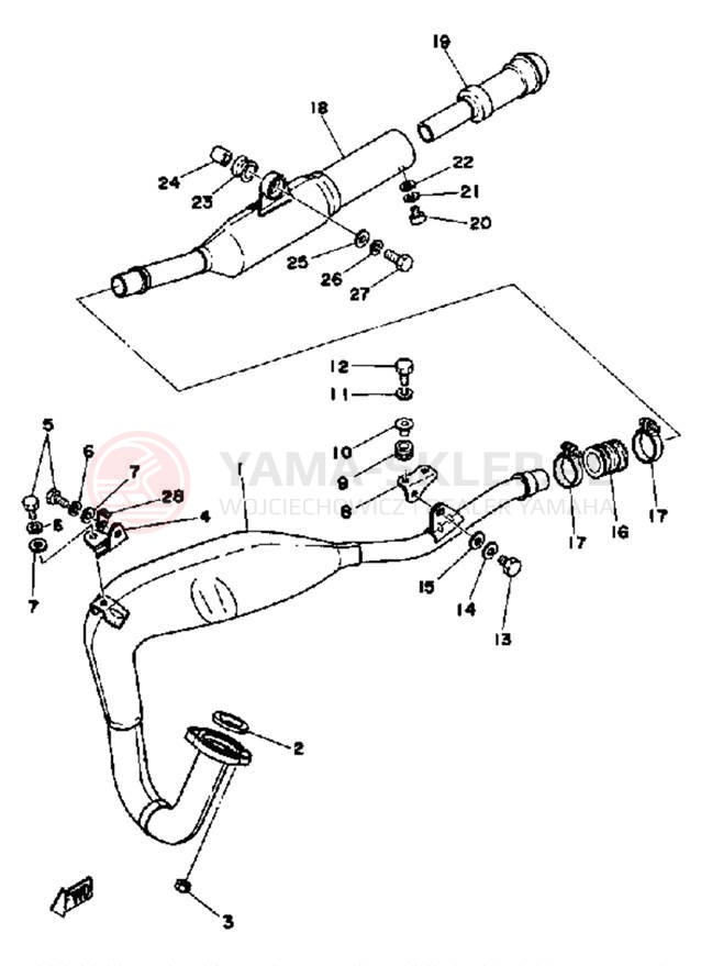 Schemat "Wydech końcowy" do Yamaha DT125F
