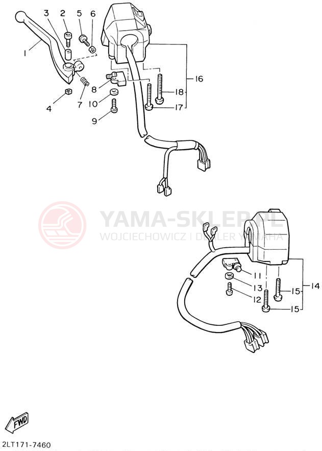 Schemat "Kierownica i osprzęt" do Yamaha V-MAX 1200 VMX12LC/VMX12L