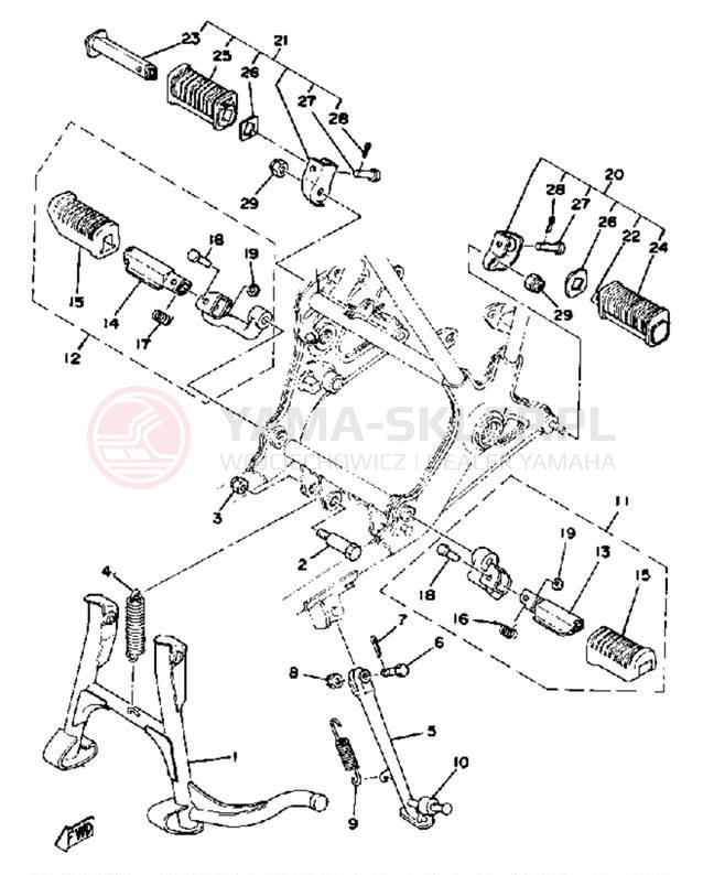 Schemat "Stopka postojowa i podnóżki" do Yamaha XS750E_227
