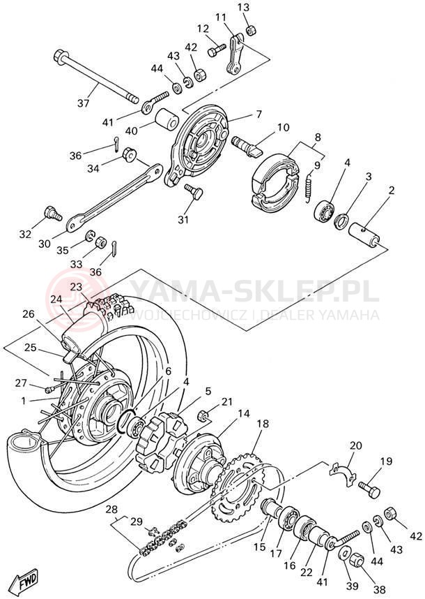 Schemat "Koło tył" do Yamaha PW80 PW80P