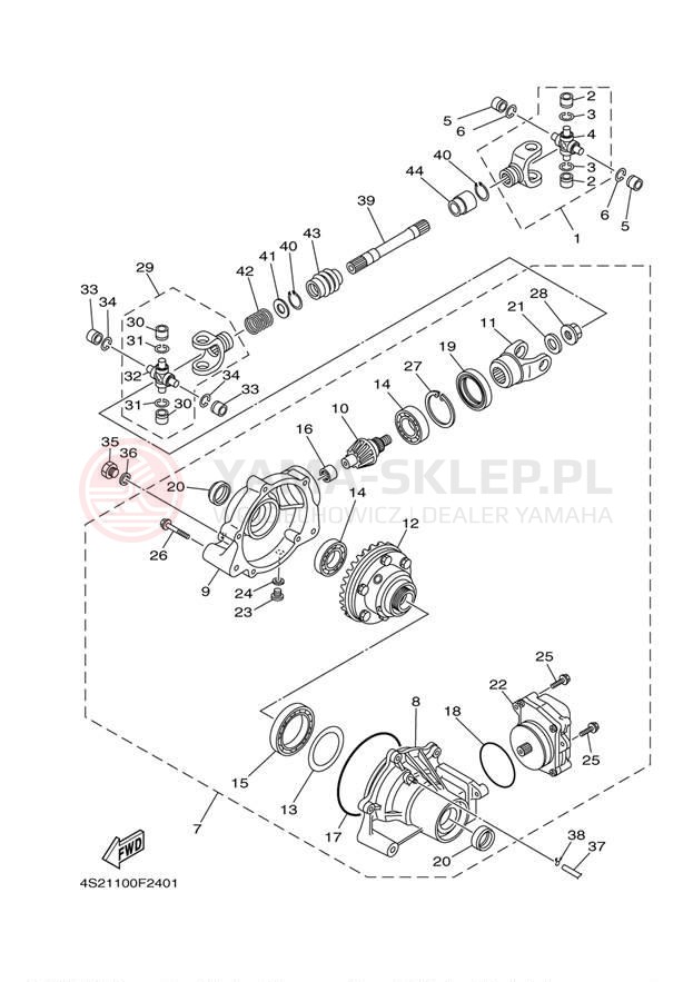 Schemat "Wał napędowy przód" do Yamaha GRIZZLY 350 IRS YFM35FGIW