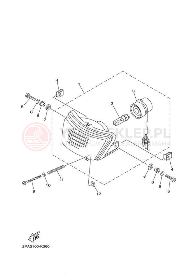 Schemat "Lampa przód" do Yamaha RAPTOR 125 YFM125RBL/YFM125RBW