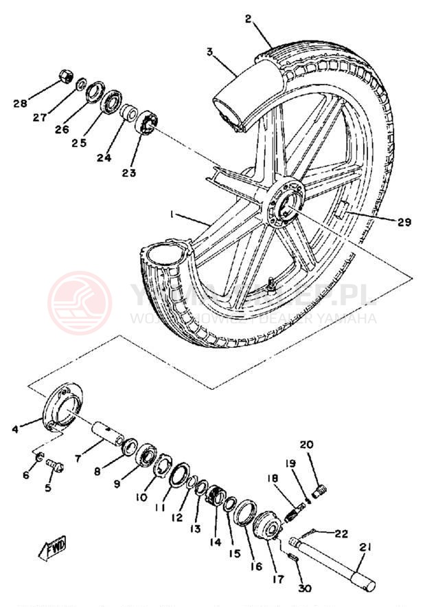 Schemat "Koło przód" do Yamaha XS500D