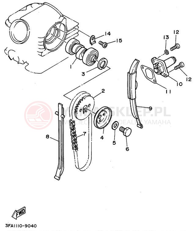 Schemat "Rozrząd - łańcuszek" do Yamaha BREEZE YFA1G