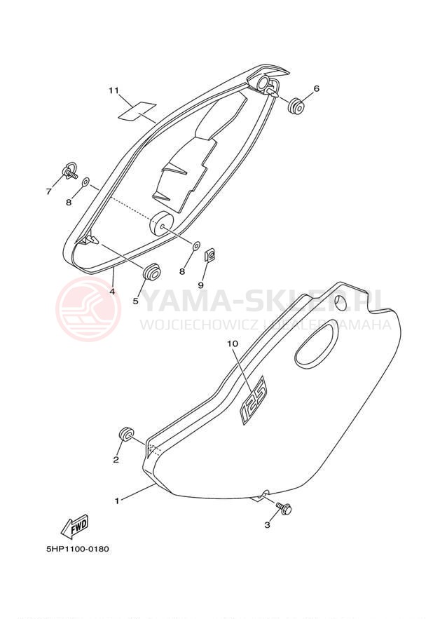 Schemat "Pokrywa boczna" do Yamaha TTR125 TTR125MC/TTR125M