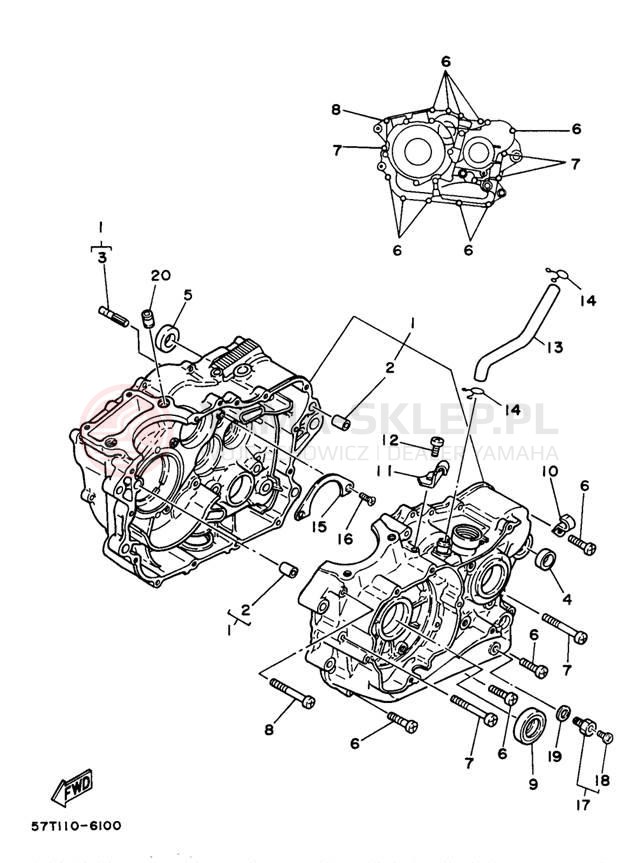Schemat "Obudowa silnika" do Yamaha XT350J/XT350JC