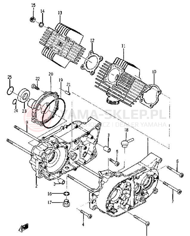 Schemat "Obudowa silnika" do Yamaha YA6