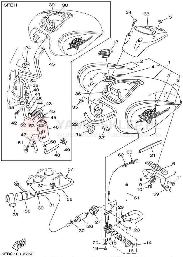 Schemat "zbiornik paliwa" do Yamaha V-STAR CUSTOM XVS650PC/XVS650P