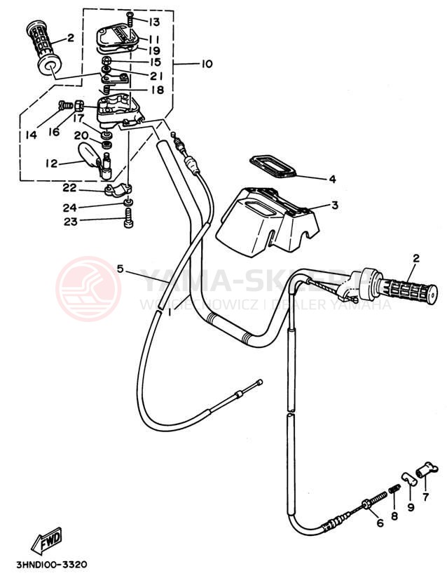 Schemat "Kierownica i osprzęt" do Yamaha BIG BEAR 4WD YFM350FWG