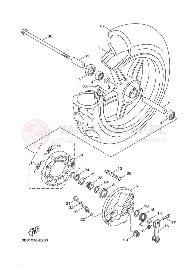 Schemat "Koło przód" do Yamaha C3 XF50XR/XF50XW/XF50XL
