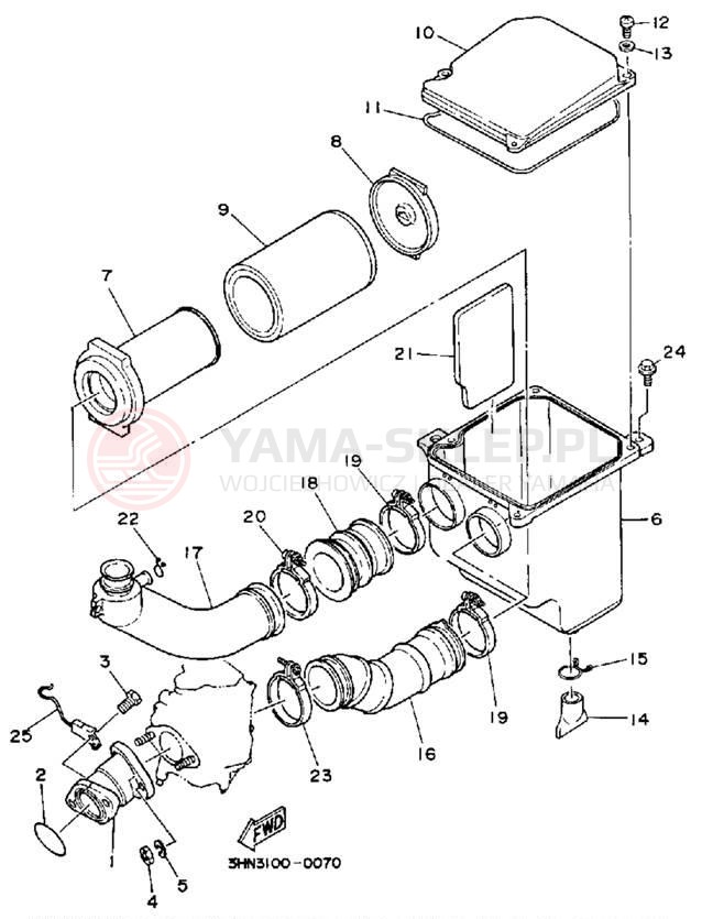 Schemat "Filtr powietrza" do Yamaha BIG BEAR 4WD YFM350FWA