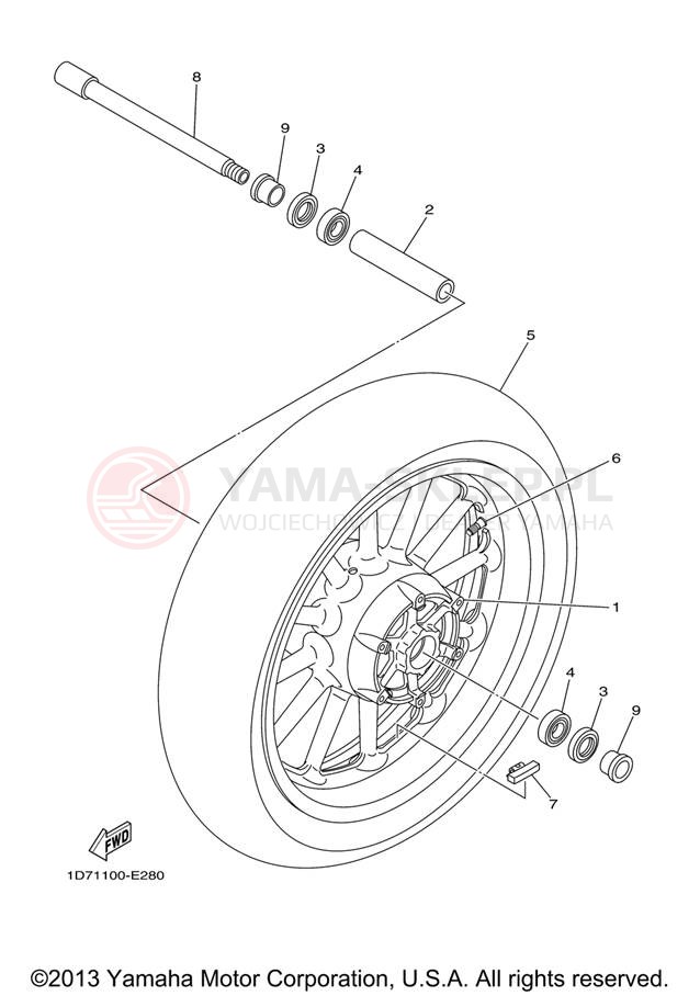 Schemat "Koło przód" do Yamaha STRATOLINER XV19CTV/XV19CTVC