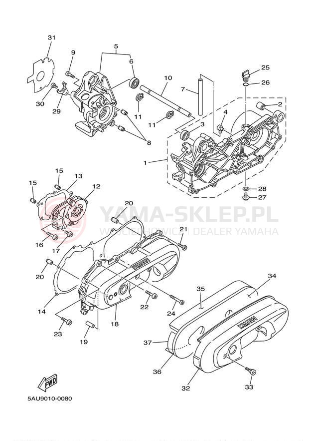 Schemat "Obudowa silnika" do Yamaha VINO YJ50RP