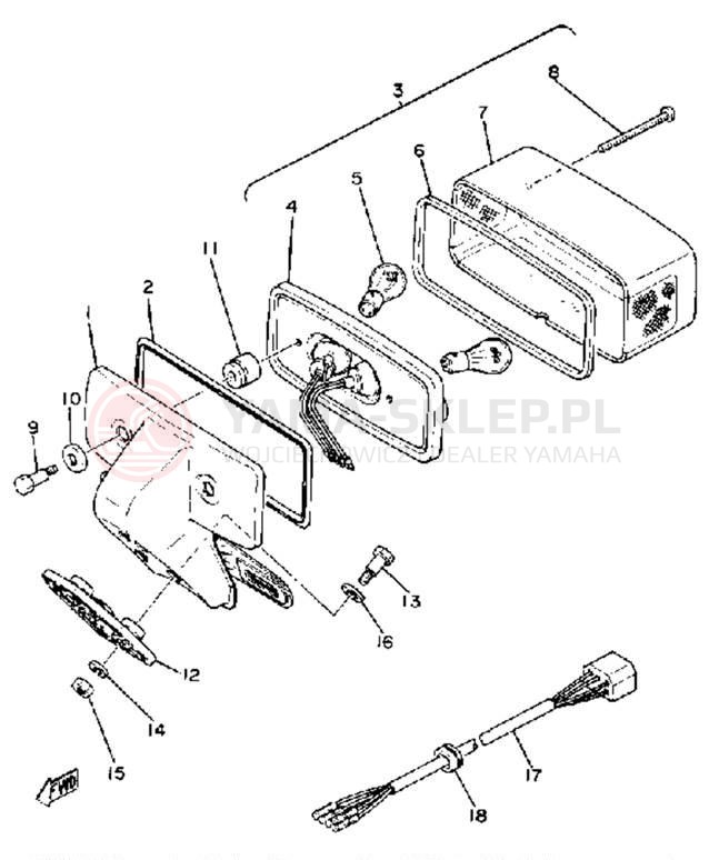 Schemat "lampa tył" do Yamaha XS1100H