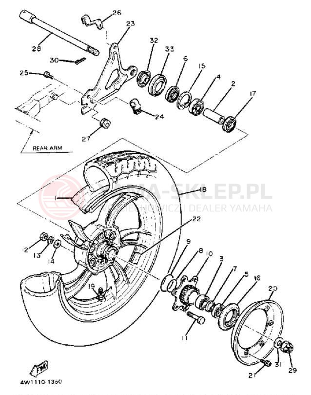 Schemat "Koło tył" do Yamaha XJ1100J