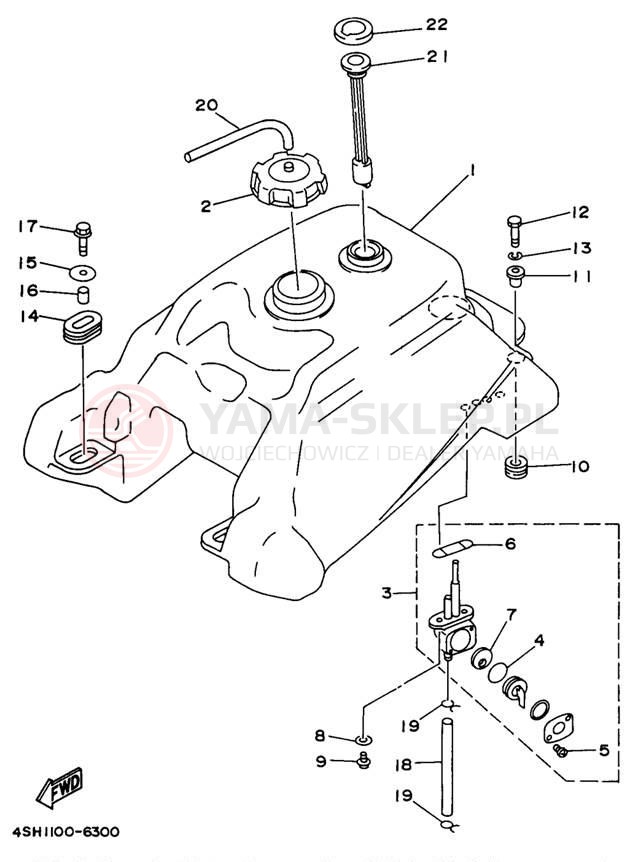 Schemat "zbiornik paliwa" do Yamaha KODIAK 4WD YFM400FWH_