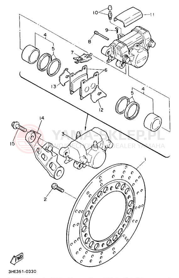 Schemat "Zacisk hamulcowy tylny" do Yamaha FZR600RBC