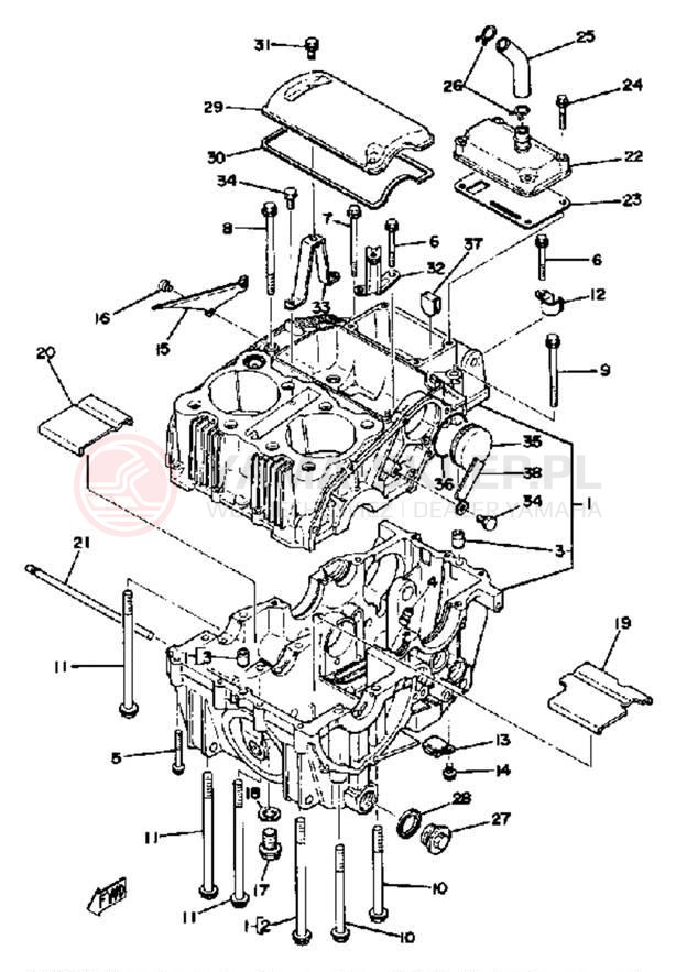 Schemat "Obudowa silnika" do Yamaha XS400_2F