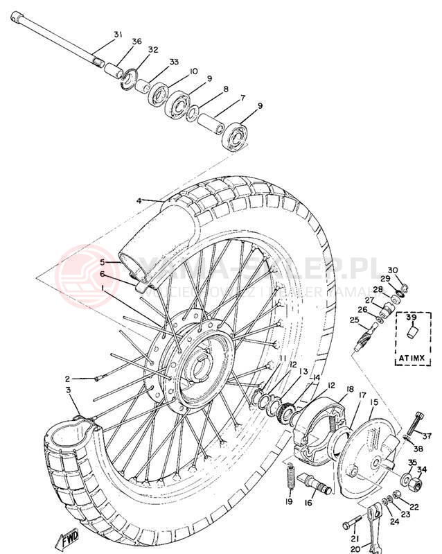 Schemat "Koło przód" do Yamaha ATM1B/CT1B/AT1B