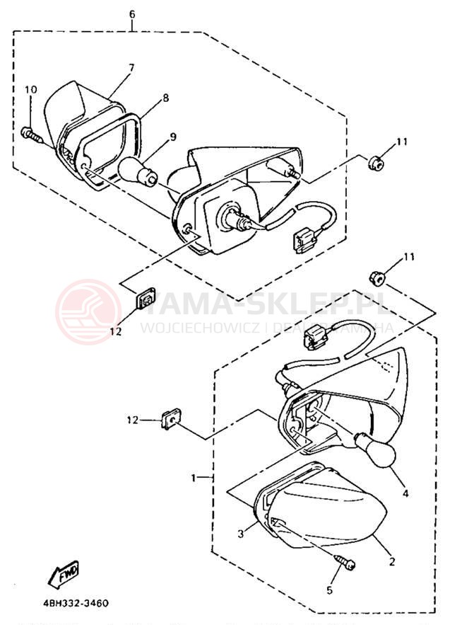 Schemat "kierunkowskazy" do Yamaha GTS1000AE/GTS1000AEC